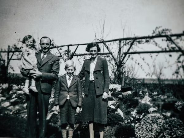 Family in a garden, 1940s